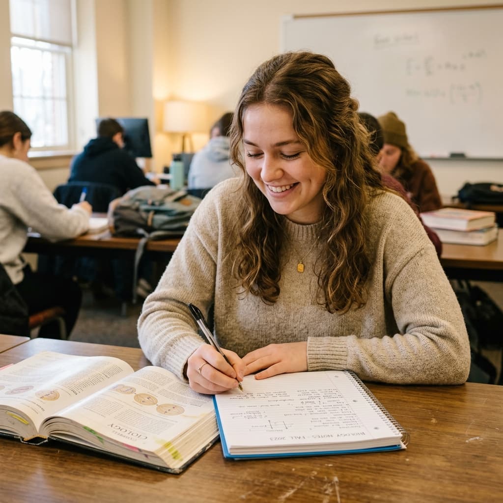 Student taking notes